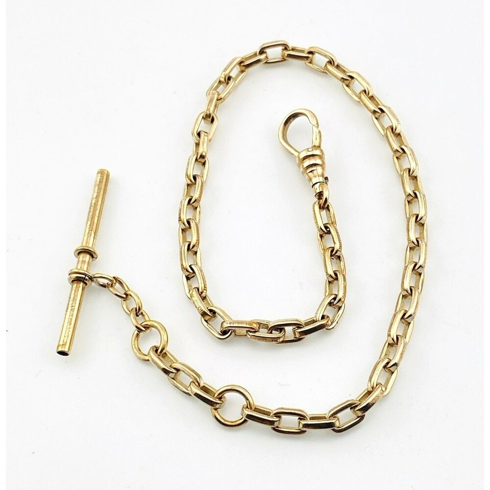 Victorian Gold Filled Albert Watch Chain Heavy Oval Links Dog Clip
